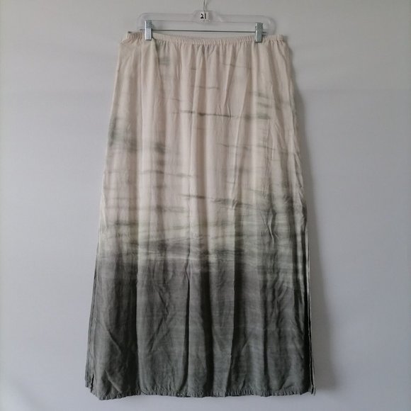 Michael Stars Womens Ocean Ombre Gray Tie Dye Slits Maxi Skirt Size L - Picture 1 of 8